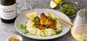 Masala spiced Fish with creamy Lemon Samp and herb Salsa