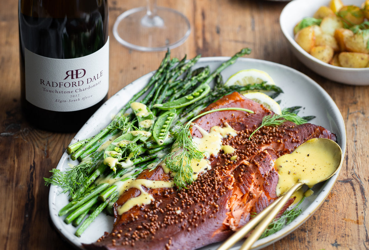 Hot smoked Trout fillet with Asparagus and Hollandaise Radford Dale